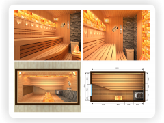 Интерьер современной сауны с гималайской солью (3D проект - 3D-sauna.ru)