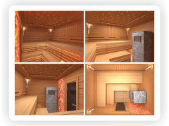 Интерьер парной с дровяной печью (3D проект - 3D-sauna.ru)