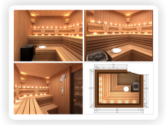 3D проект сауны с электрической печью и подсветкой - 3D-sauna.ru