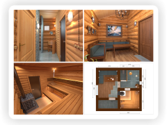 3D проект бани - парной и комнаты отдыха (3d-sauna.ru)