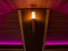 Отделка парной с дровяной печью в каменной облицовке - 3D-sauna.ru