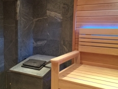 Парная с дровяной печью в каменной облицовке - отделка под ключ 3D-sauna.ru