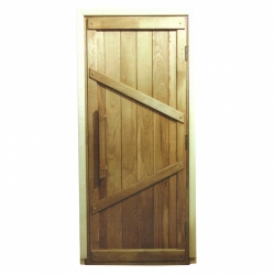 Дверь из дуба и осины "Ласточка", глухая, с дверным блоком