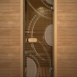 Дверь для сауны Акма с рисунком «Глассджет» Кольца 690*1890мм