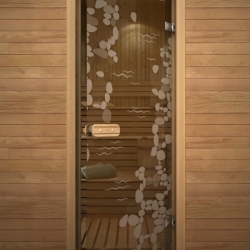 Дверь для сауны Акма с рисунком «Глассджет» Ручей 690*1890мм