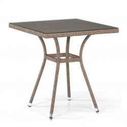 Плетеный стол из искусственного ротанга T282BNT-W56-70x70 Light Brown