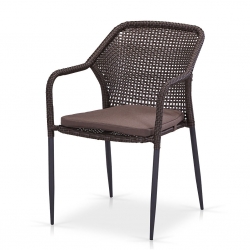 Плетеный стул из искусственного ротанга Y35B-W2390 Brown с подушкой