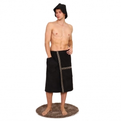 Набор для сауны махровый мужской, размер 44-52 черный