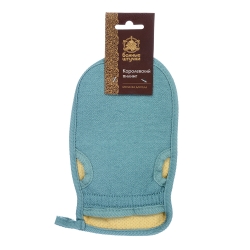 Мочалка "Королевский пилинг" рукавица двусторонняя на резинке, цвет голубой, 13.5х23 см