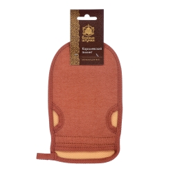 Мочалка "Королевский пилинг" рукавица двусторонняя на резинке, цвет терракотовый, 13.5х23 см