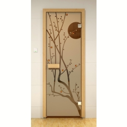 Дверь стеклянная Aldo, 70 х 190 см. (Рисунок: Сакура) с фьюзингом