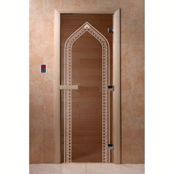 Стеклянная дверь для бани и сауны Арка бронза 200х80 (по коробке)