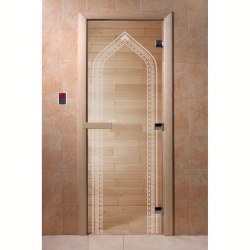 Стеклянная дверь для бани и сауны Арка прозрачная 190х70 (по коробке)