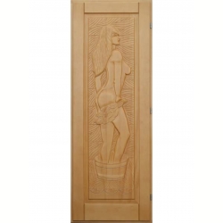 Деревянная дверь для бани DoorWood Девушка Кавказская Липа 1900х700