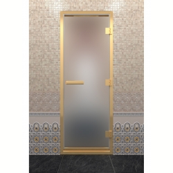 Дверь DoorWood Хамам В Золотом Профиле Сатин 200х60 (по коробке)