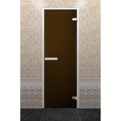 Стеклянная дверь для турецкой бани DoorWood Хамам Лайт Бронза Матовая 1900х700 (по коробке)