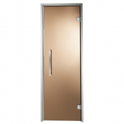 Дверь стеклянная для хамам Grandis GS 7x21 Бронза, серебристый профиль
