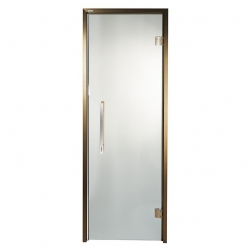 Дверь стеклянная для сауны Grandis GS 9x20 Прозрачная, бронзовый профиль