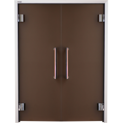 Дверь двухстворчатая для хамама GRANDIS GS 150х190 Бронза, Silver