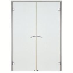 Стеклянная двойная дверь Harvia ALU 15 х 19 коробка алюминий, прозрачная