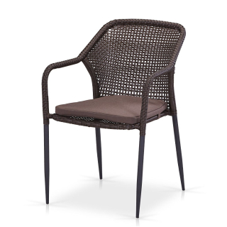 Плетеный стул из искусственного ротанга Y35B-W2390 Brown с подушкой. Фото №1