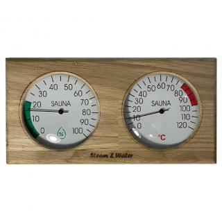 Термогигрометр для бани и сауны, дуб, прямоугольный. Фото №1