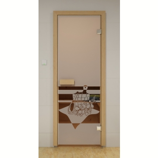 Дверь стеклянная Aldo, 80 х 200 см.(Рисунок: Банный Вечер). Фото №1