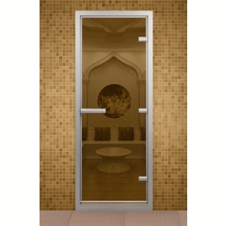 Дверь для турецкой бани ALDO 690*2090 мм, стекло бронзовое. Фото №1