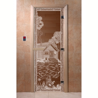 Дверь для бани и сауны Банька в лесу бронза 200х80 (по коробке). Фото №1