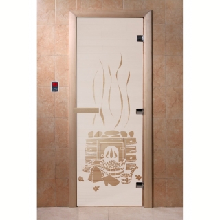 Дверь для бани и сауны Банька сатин 190х70 (по коробке). Фото №1