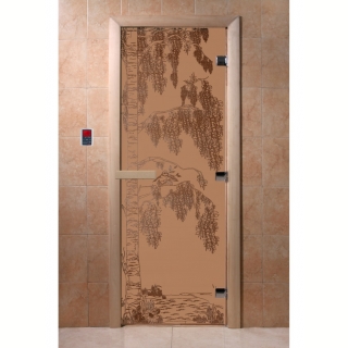 Дверь для бани и сауны Береза бронза матовая 190х70 (по коробке). Фото №1