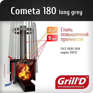 Печь Grill’D Cometa 180 long grey. Фото №2
