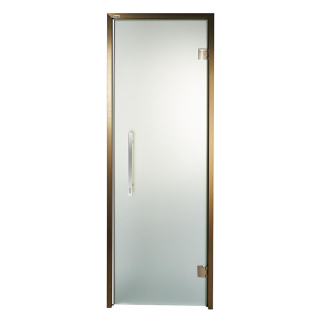 Дверь стеклянная для сауны Grandis GS 8x19 Сатин, бронзовый профиль. Фото №1