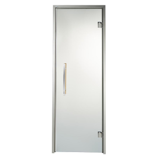 Дверь стеклянная для сауны Grandis GS 9x21 Прозрачная, серебристый профиль. Фото №1