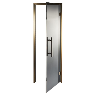 Дверь стеклянная для сауны Grandis GS 8x21 Графит, бронзовый профиль. Фото №4