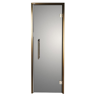 Дверь стеклянная для сауны Grandis GS 8x21 Графит, бронзовый профиль. Фото №1