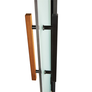 Дверь стеклянная для сауны Grandis GS 9x20 Сатин, чёрный профиль. Фото №4
