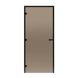Дверь для парной Harvia ALU Black Line 9х19 коробка черная, стекло бронза. Фото №1