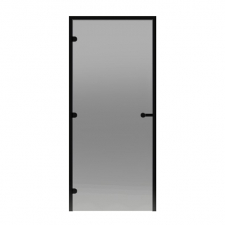 Дверь для парной Harvia ALU Black Line 8х19 коробка черная, стекло серое. Фото №1