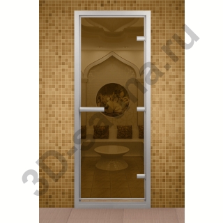 Дверь для турецкой бани ALDO 790*1890 мм, стекло бронзовое. Фото №1