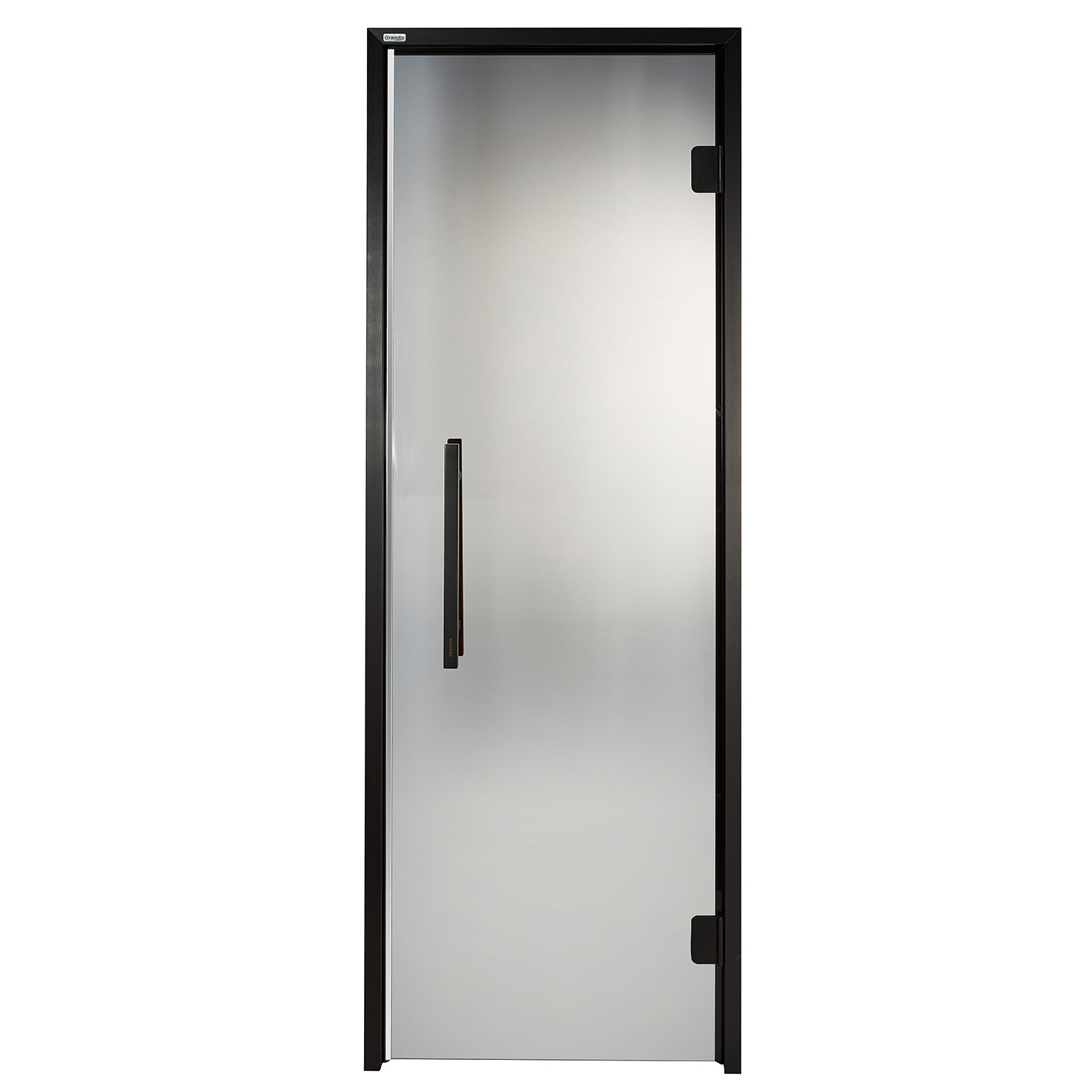 Дверь стеклянная для хамам Grandis GS 7x21 Графит, чёрный профиль