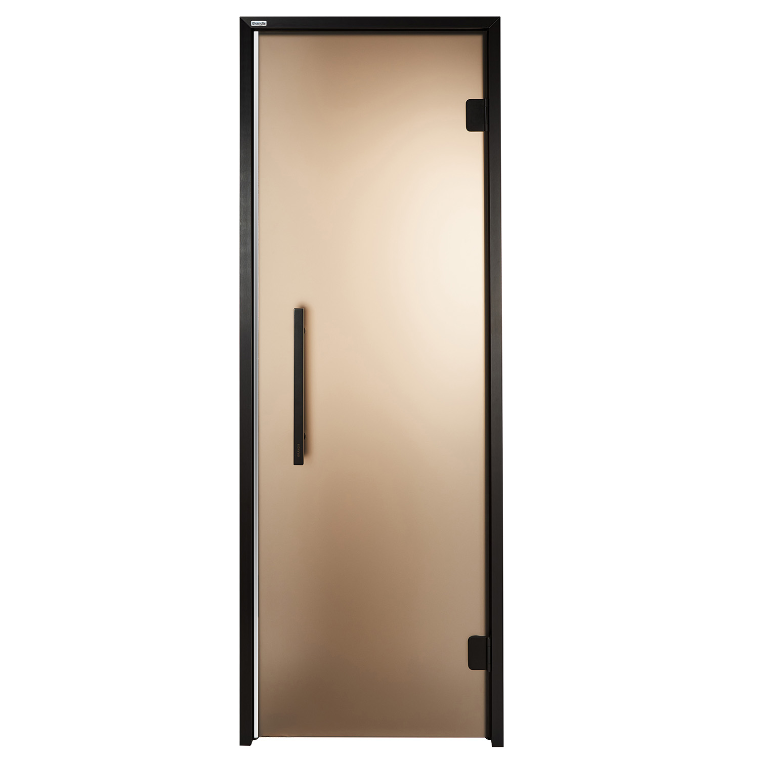 Дверь стеклянная для хамам Grandis GS 7x21 Бронза матовая, чёрный профиль