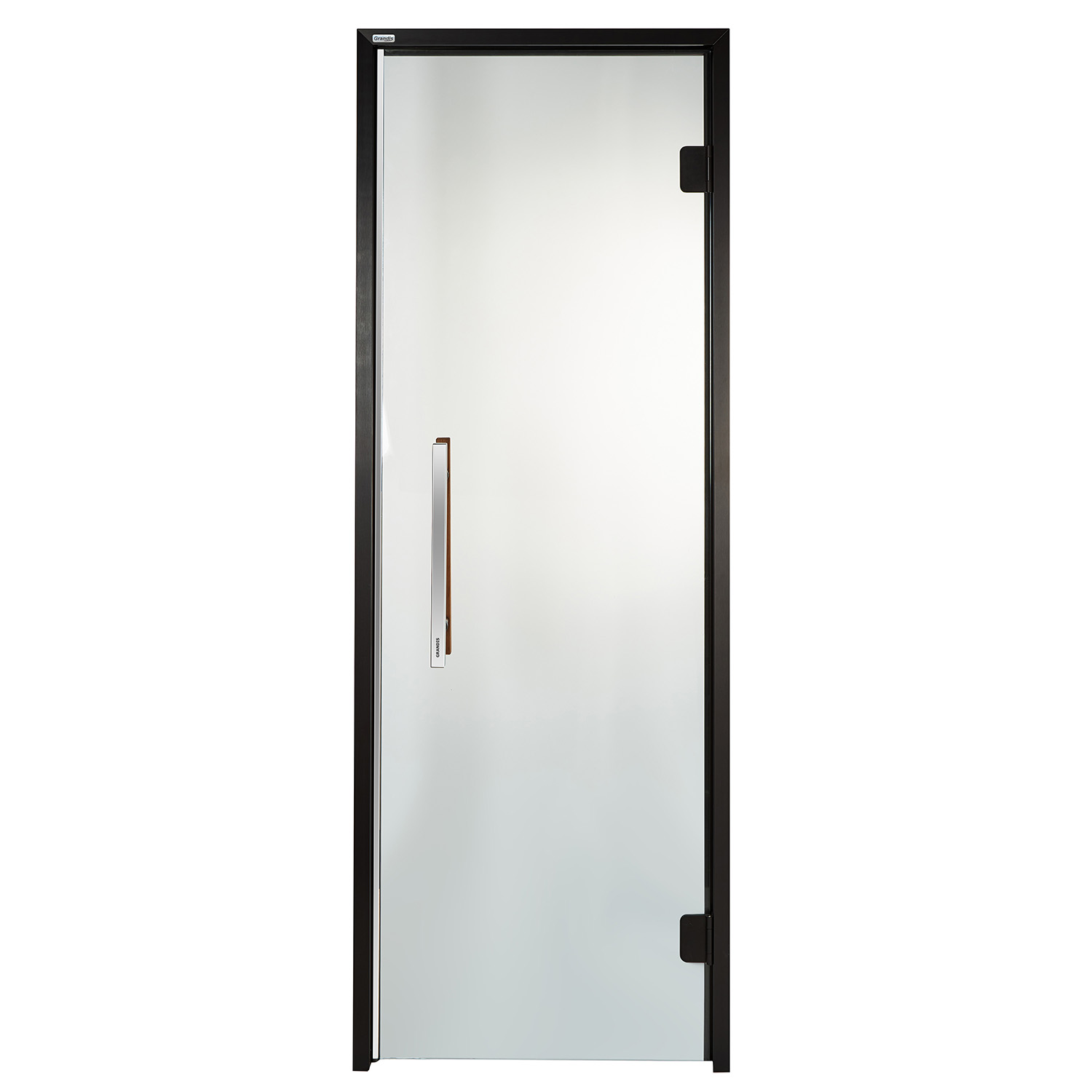 Дверь стеклянная для хамам Grandis GS 7x21 Прозрачная, чёрный профиль