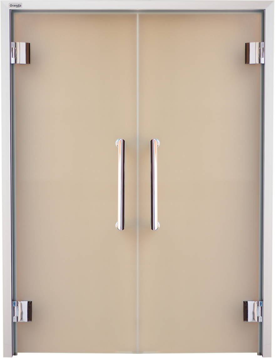 Дверь двухстворчатая для хамама GRANDIS GS 150х190 Сатин, Silver