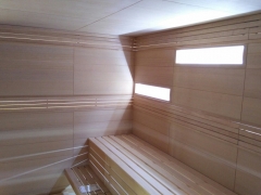 Интерьер сауны из панелей Rohol c подсветкой. (3D-sauna.ru)