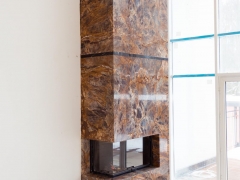 Мраморный камин с угловым стеклом - строительство каминов 3D-sauna.ru