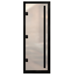 Дверь для хамам Арта Премьер, Белая матовая с черным профилем, 200х80
