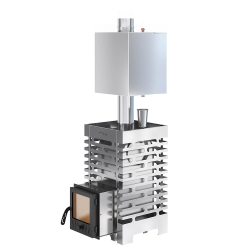 Печь для бани ASTON 16 INOX стекло, Нержавеющая сталь, с баком на трубе 50л Ø115 (AISI 439)