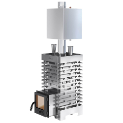 Печь для бани ASTON 20 INOX стекло, Нержавеющая сталь, с баком на трубе 50л Ø115 (AISI 439)