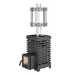 Печь для бани ASTON 16 стекло, Сталь (09Г2С) с круглым баком на трубе 50л Ø115 (AISI 439)